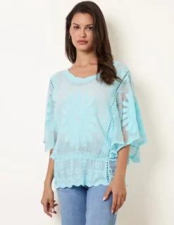 Sun Flower Lace Sleeve Blouse