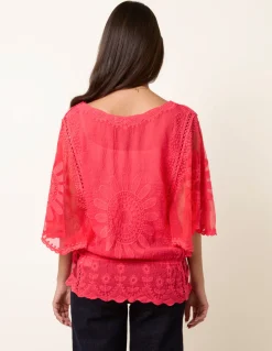 Sun Flower Lace Sleeve Blouse