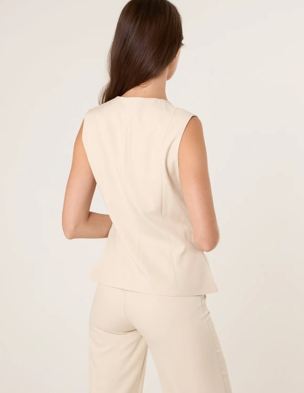 Tailored Flower Button Front Sleeveless Vest
