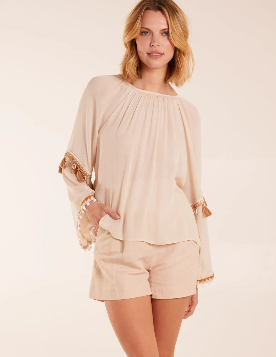 Tassel Wide Sleeve Blouse