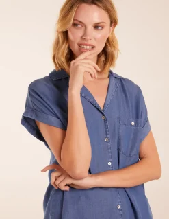 Tencel Button Down Pocket Top