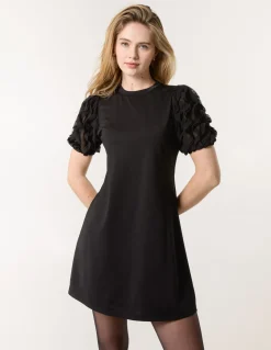 Textured Sleeve Mini Dress
