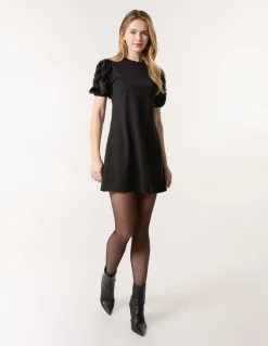 Textured Sleeve Mini Dress