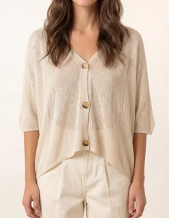 Thin Knit Button Front Boxy Cardigan
