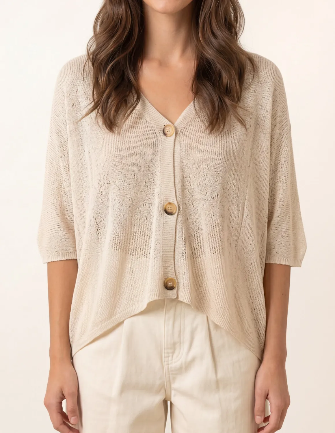 Thin Knit Button Front Boxy Cardigan