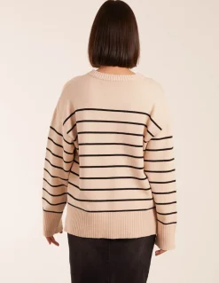 Thin Stripe Crew Neck Chunky Jumper