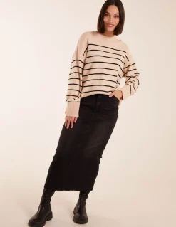 Thin Stripe Crew Neck Chunky Jumper