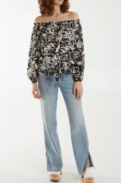 Tie Front Bardot Top