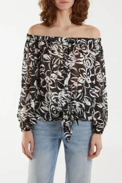 Tie Front Bardot Top