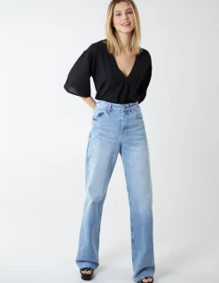 Tie Front Oversized Batwing Top