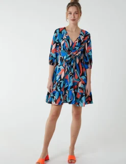Tie Front 3/4 Sleeve Dress