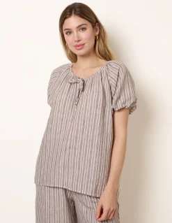 Tie Front Stripe Blouse