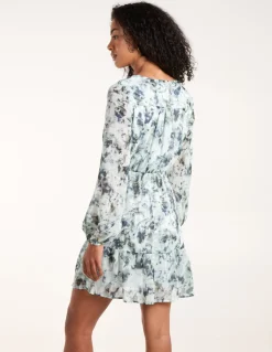 Tie Front Watercolour Mini Dress