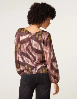 Tie Knot Metallic Chiffon Blouse