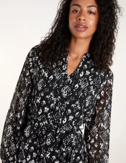 Tie Neck & Waist Mini Smock Dress