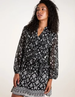 Tie Neck & Waist Mini Smock Dress