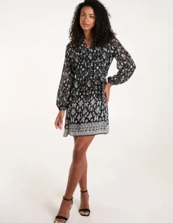 Tie Neck & Waist Mini Smock Dress