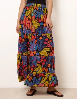 Tiered Bright Maxi Skirt