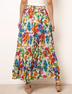 Tiered Bright Maxi Skirt