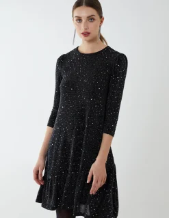 Tiered Hem Smock Midi Dress