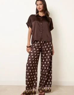 Tie Shirt Polka Dot Trouser Set