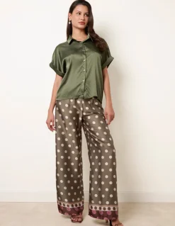 Tie Shirt Polka Dot Trouser Set