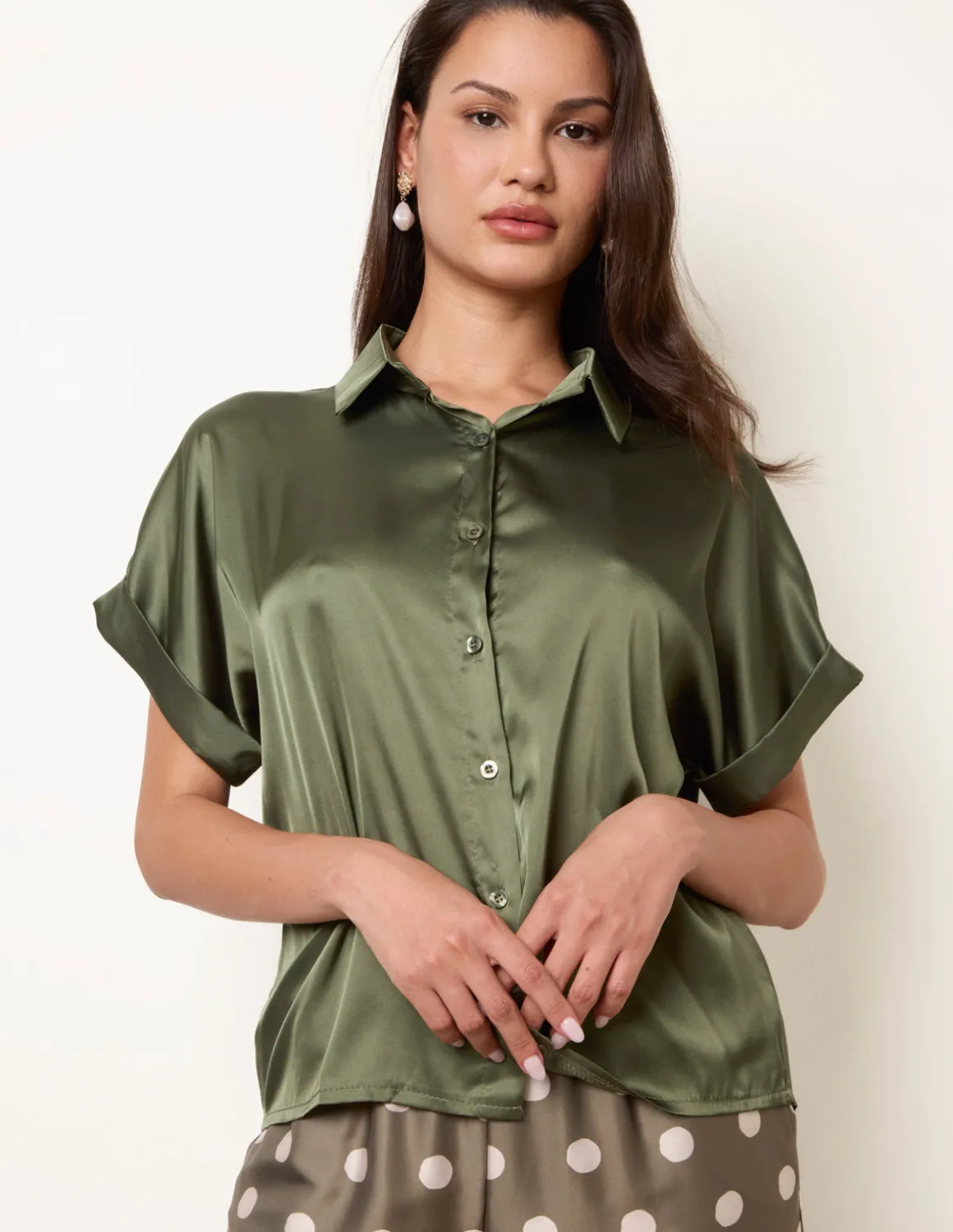 Tie Shirt Polka Dot Trouser Set