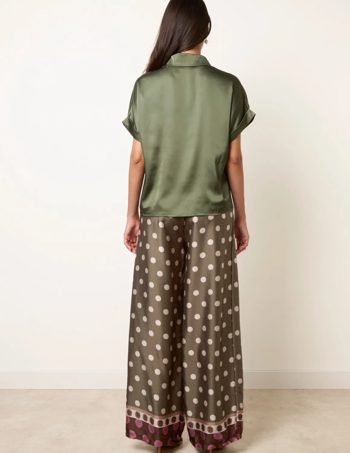 Tie Shirt Polka Dot Trouser Set