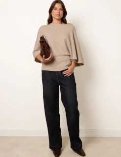 Tie Waist Batwing Knit Jumper