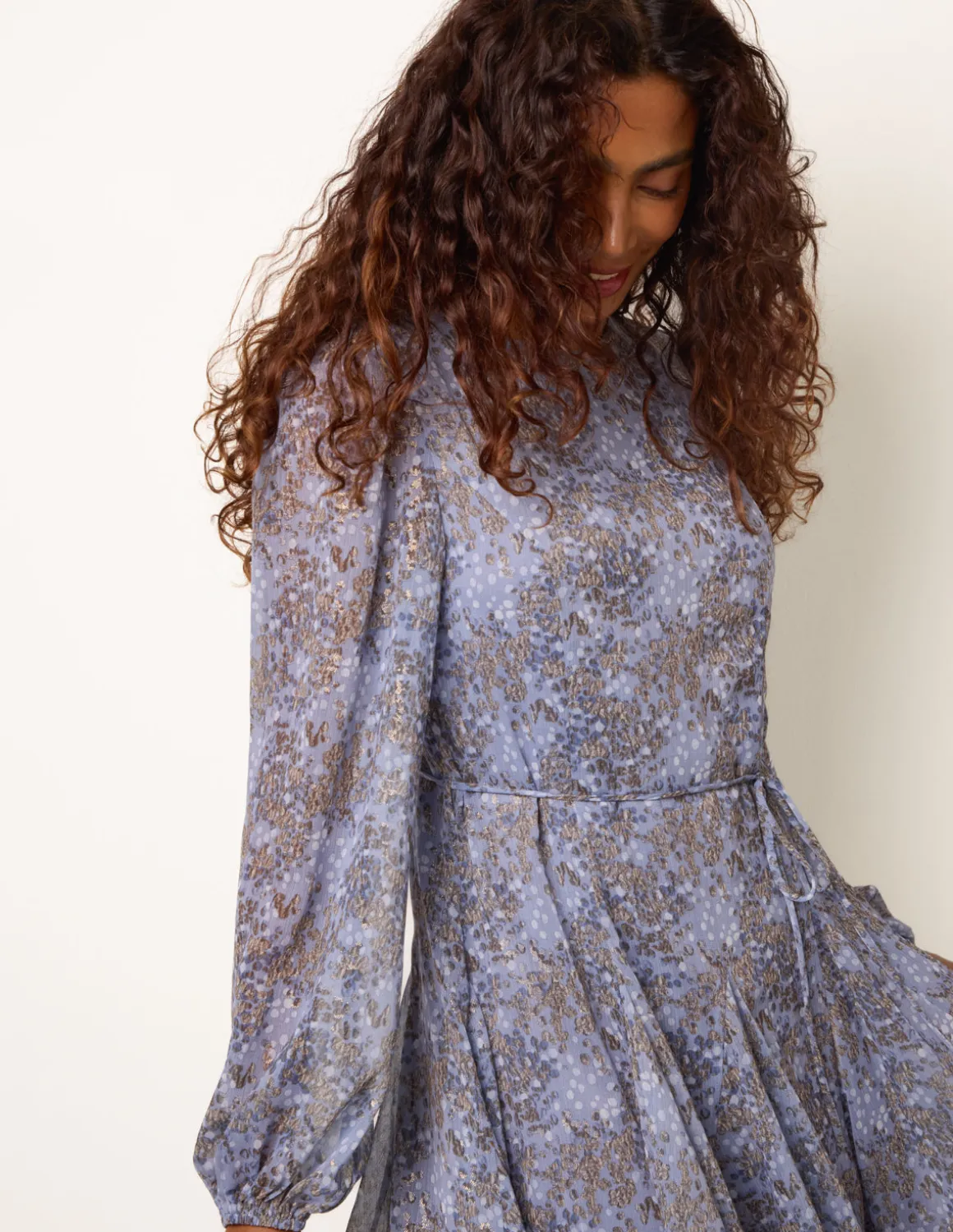 Tie Waist Godet Mini Dress