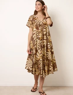 Topical Print Kimono Style Oversized Dress