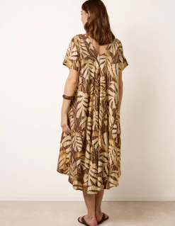 Topical Print Kimono Style Oversized Dress