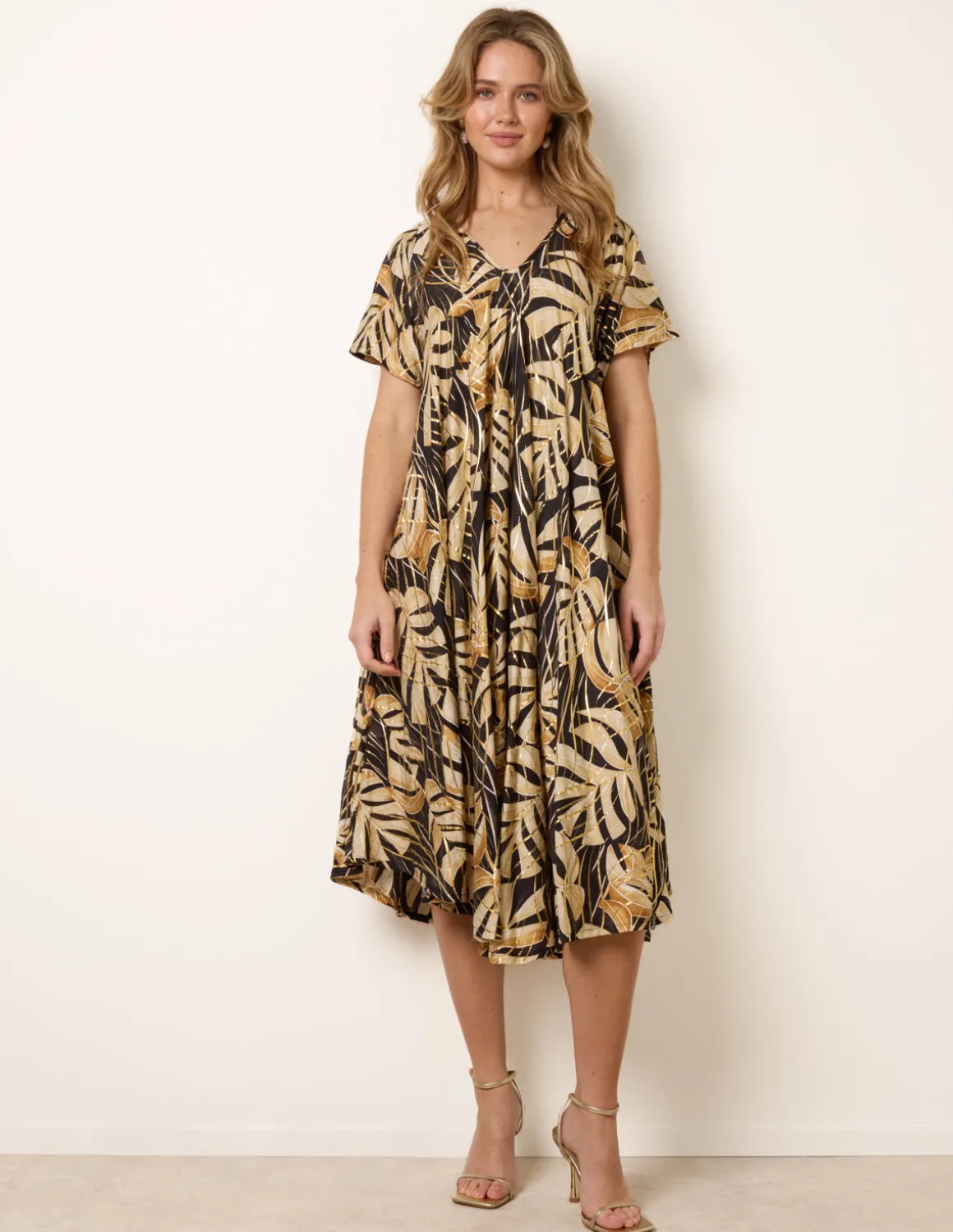 Topical Print Kimono Style Oversized Dress