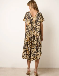 Topical Print Kimono Style Oversized Dress