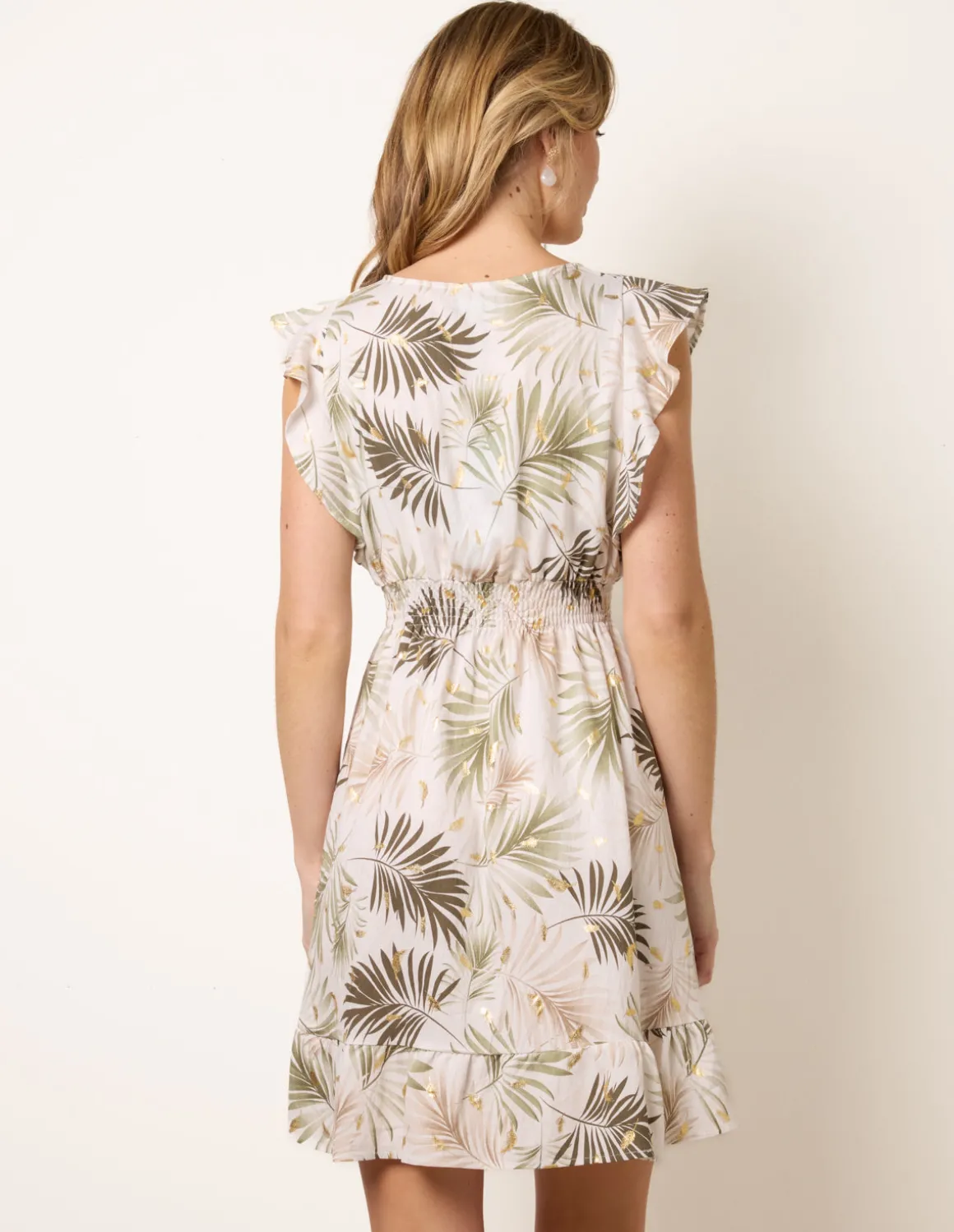 Tropical Dress With Leaf Print