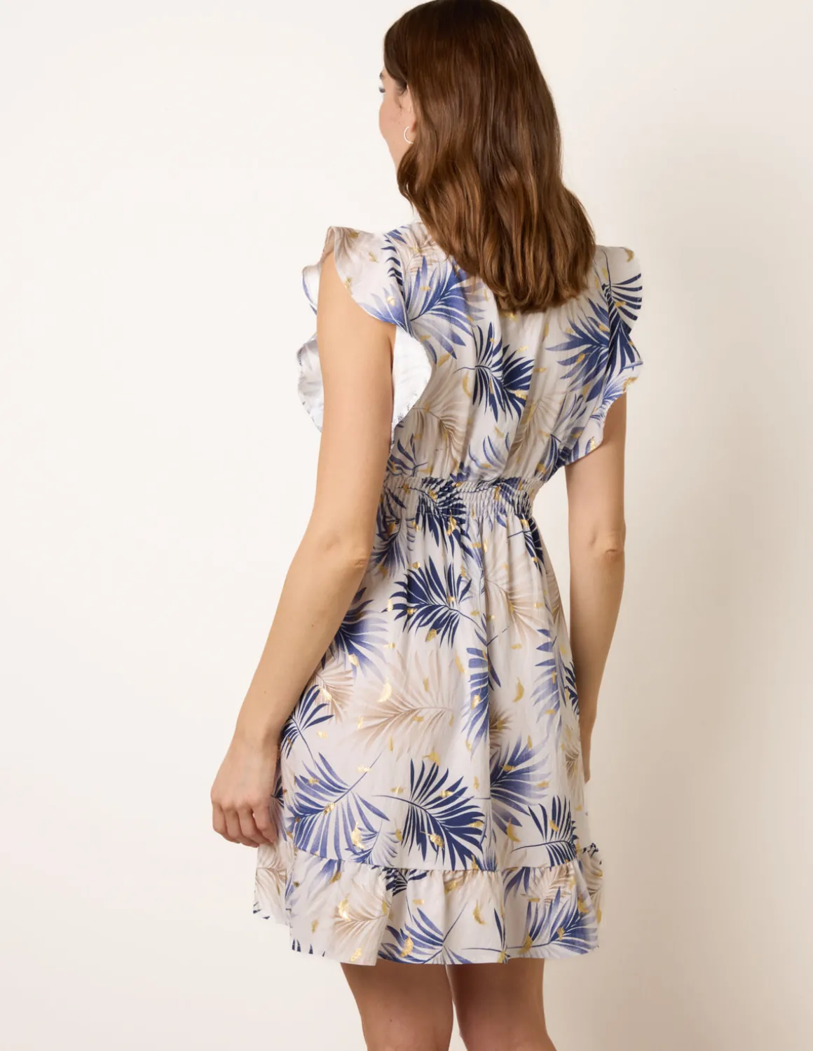 Tropical Dress With Leaf Print