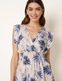 Tropical Dress With Leaf Print