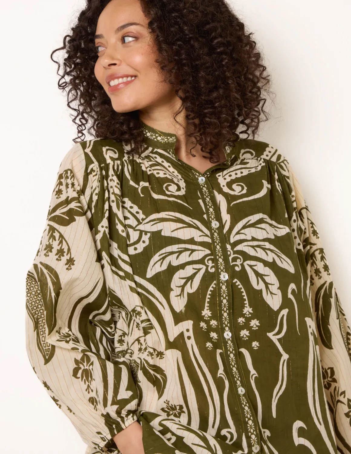 Tropical Metallic Oversized Shirt