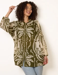 Tropical Metallic Oversized Shirt