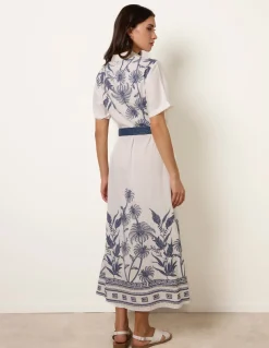 Tropical Palm Embroidery Dress