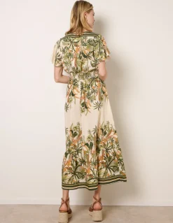Tropical Print Wrap Front Dress