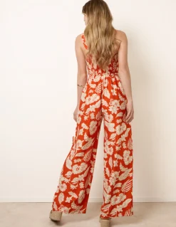 Tropical Tie Front Jumpsuit
