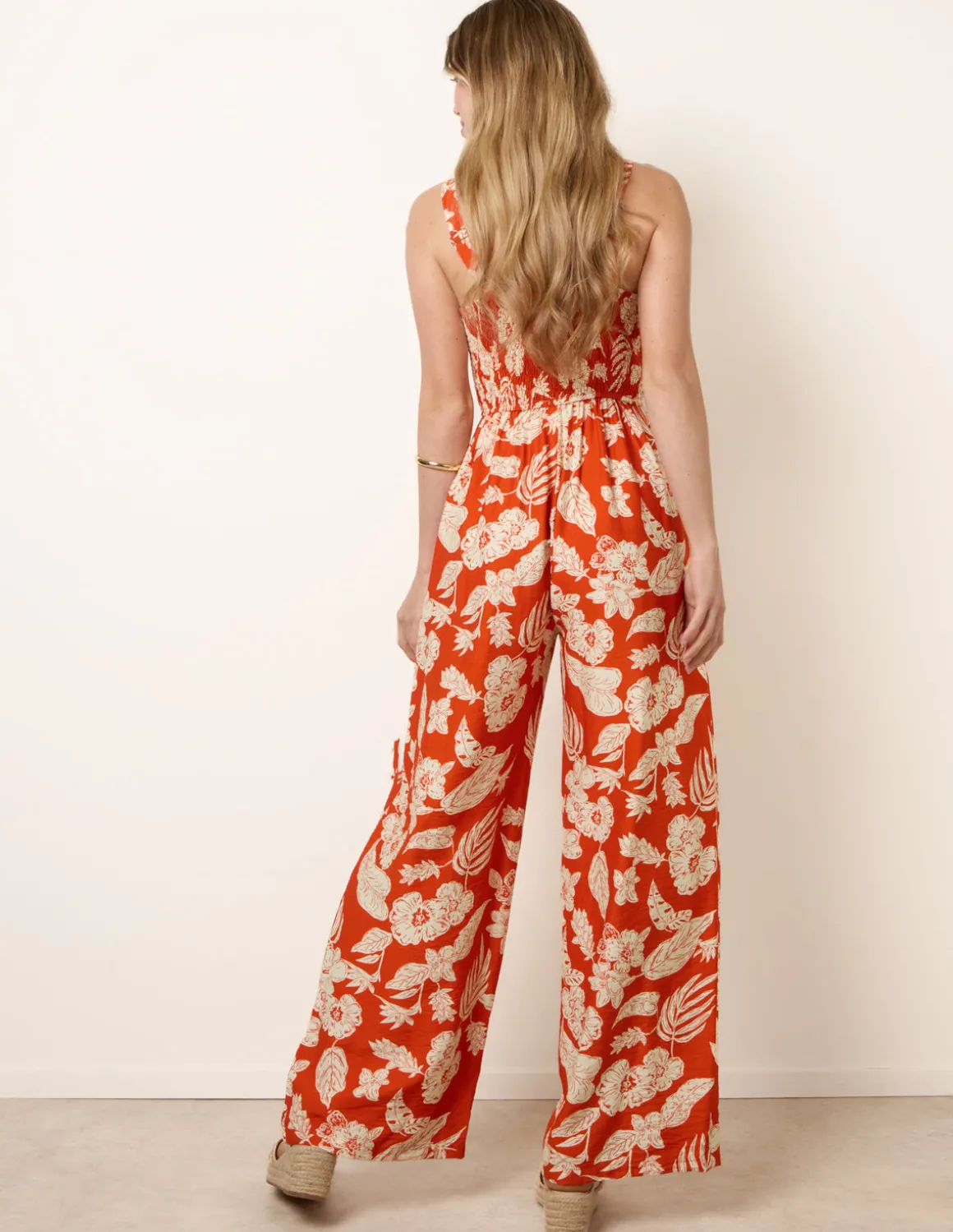 Tropical Tie Front Jumpsuit