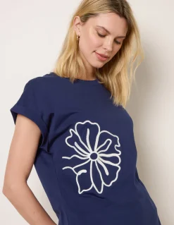 T-Shirt With Big Floral Embroidery