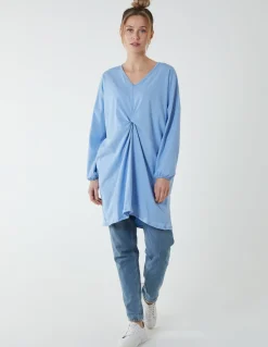 Twist Front Cotton Tunic With Side Pocket