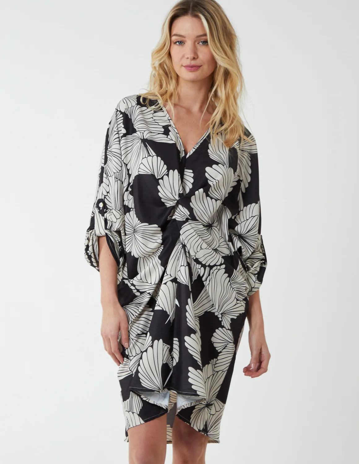 Twist Front Floral Print Tunic