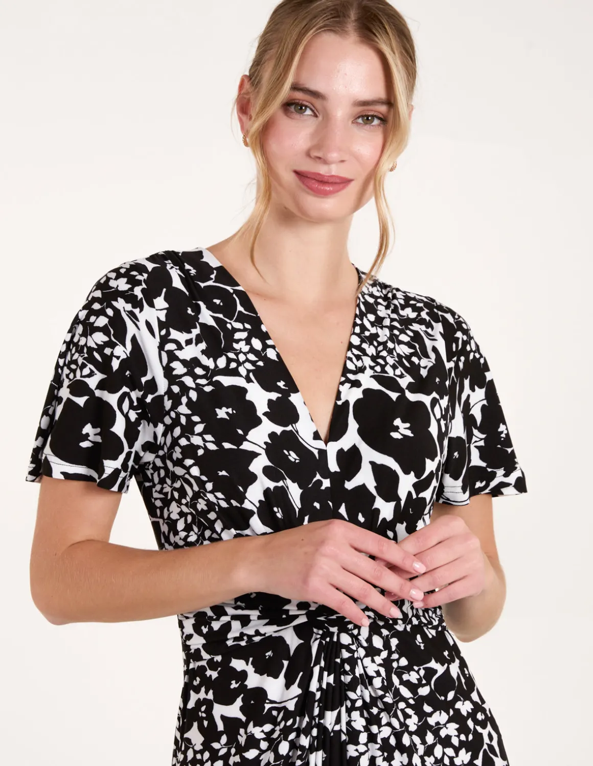 Twist Front Printed Maxi Dress