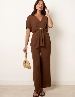 Two Piece Buckle Trouser Set