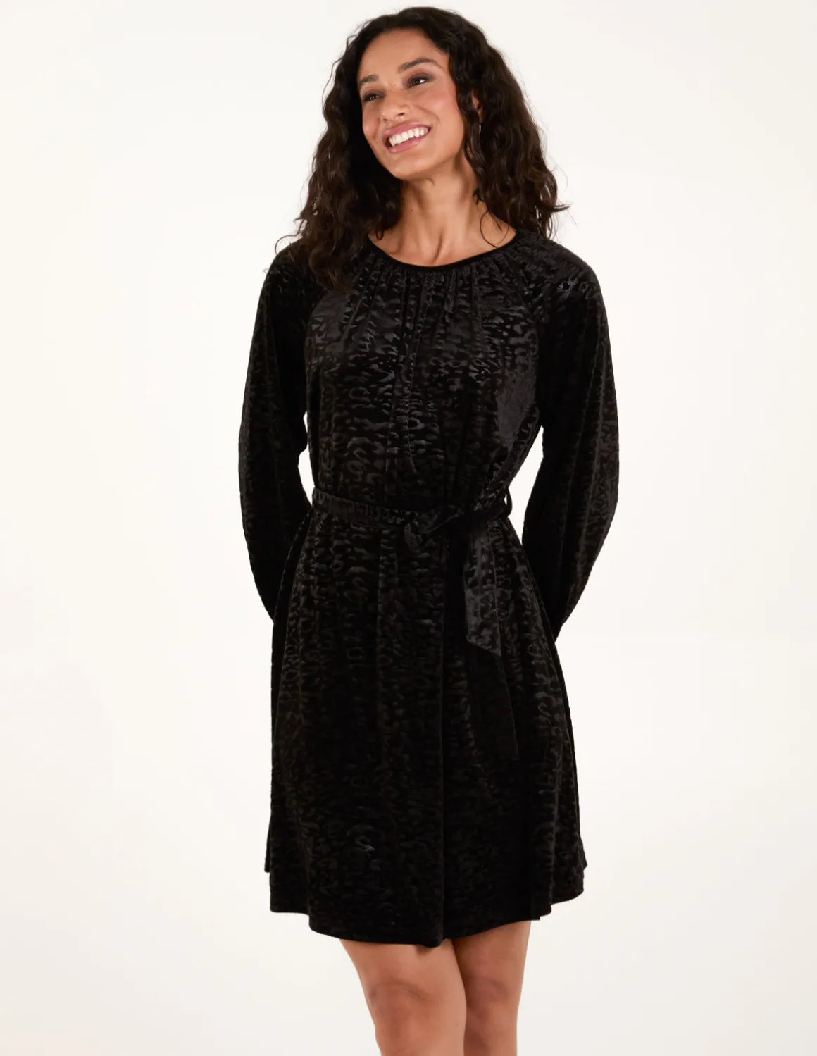 Velvet Belted Swing Dress