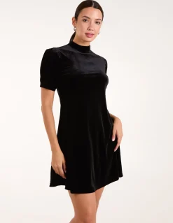 Velvet Puff Sleeve Dress